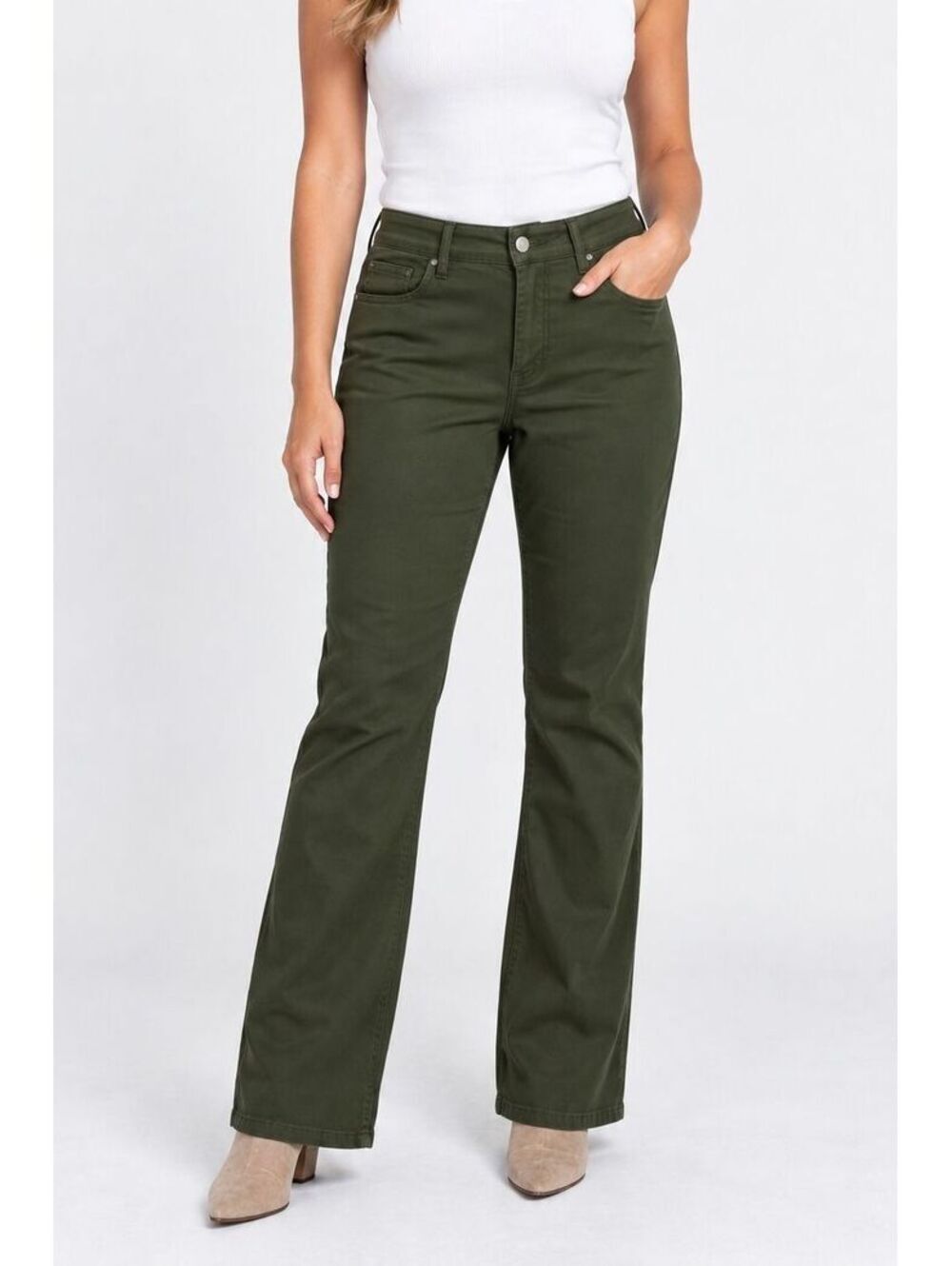 Avenue Women's Plus Size 20 Olive Green Stretch Bootcut Jeans NWT (MSRP $60)